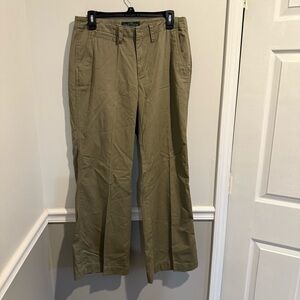 LAUREN‎ Ralph Lauren Jeans Co Wide Leg Khaki Green Baltimore Chino pants, Size 8